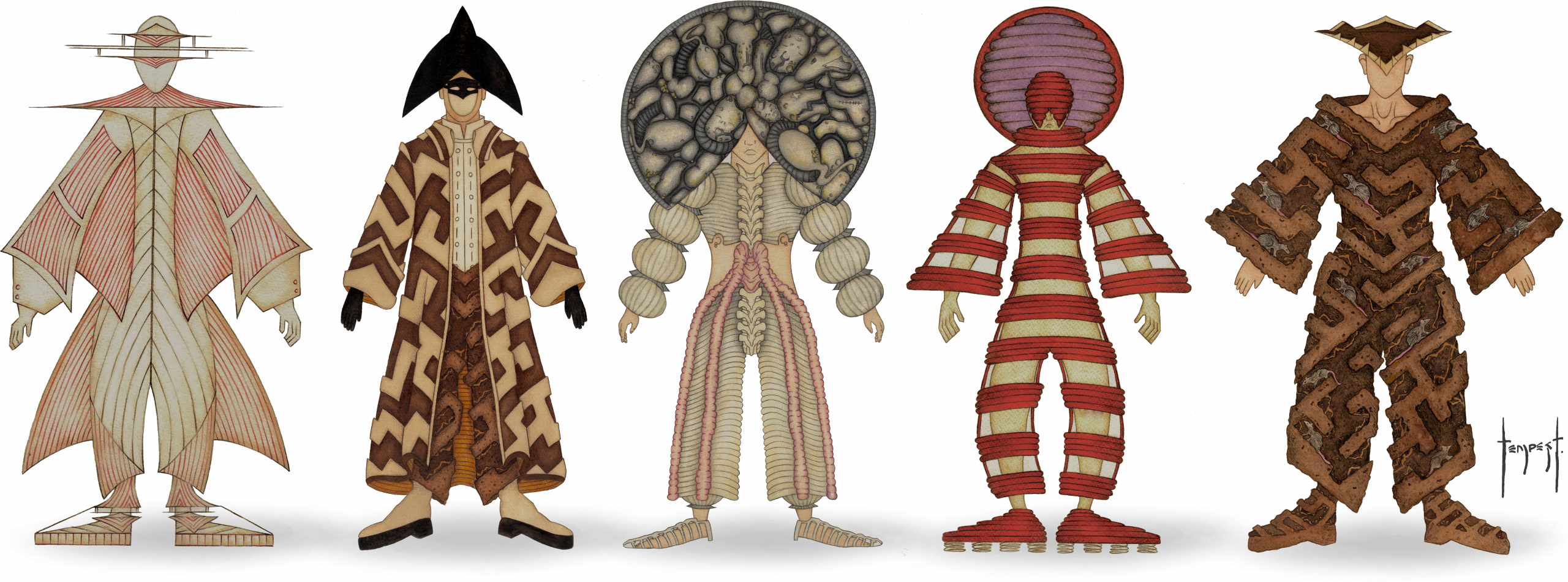 Finian James Tempest — Vessura costume artworks. Conceptual sculptural garments exploring transformation, performance, and organic abstraction.